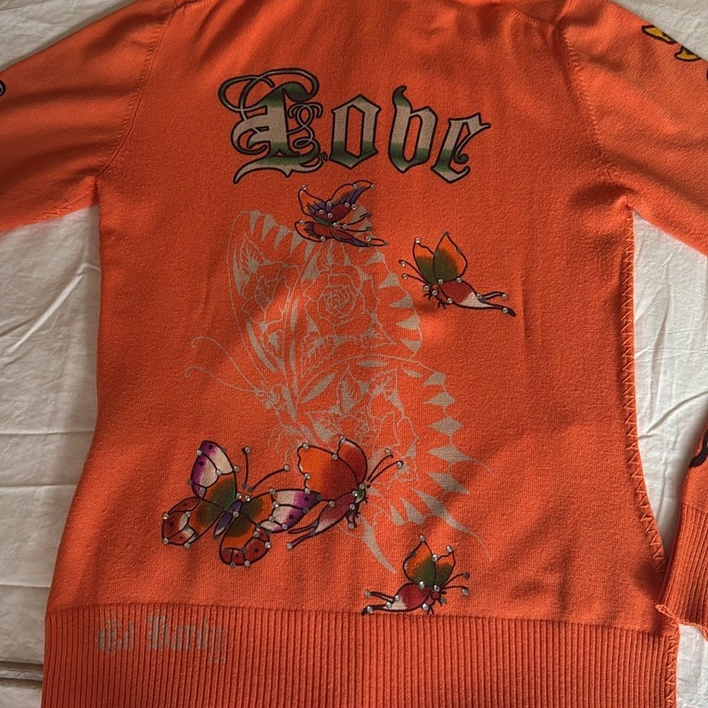 Ed Hardy by Christian Audigier Womans Zipped Hoodie with Butterflies. Size M. - Picture 8 of 13